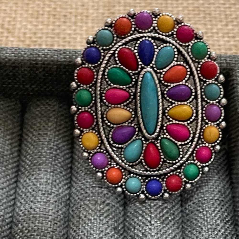 ❤️🎉Alexis Large Oval Multicolor Adjustable Ring